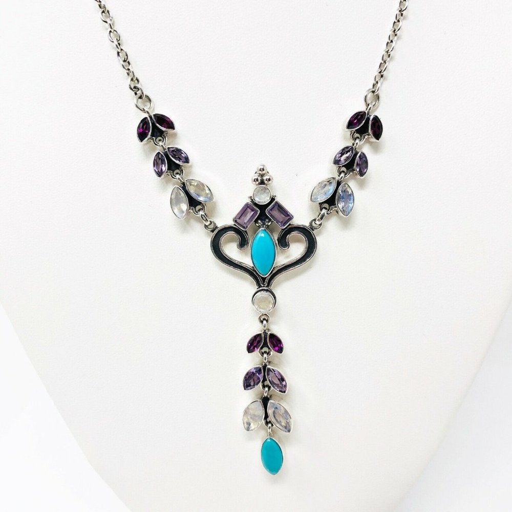 🌟NICKY BUTLER Turquoise Moonstone 8.4CT Sterling Silver Necklace Brand NEW - Picture 12 of 16